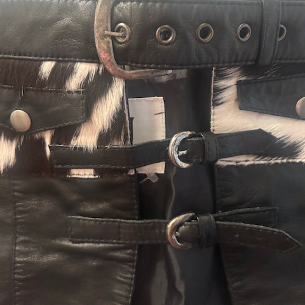 Free People x Understated Leather Black Leather Cow Wild Side Skirt Belt NEW